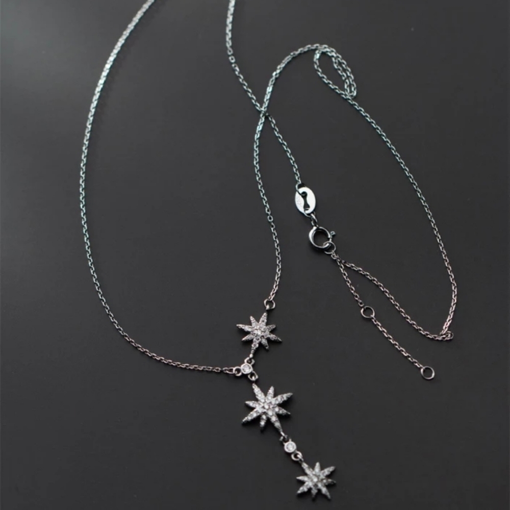 925 sterling silver zircon sparkling star pandent necklace for women Christmas g - Picture 8 of 8